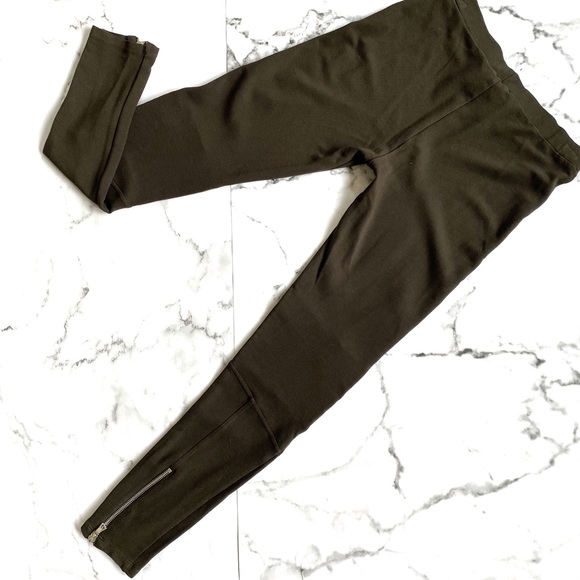 Sandro Ankle Zip Olive Green Leggings - Picture 3 of 8